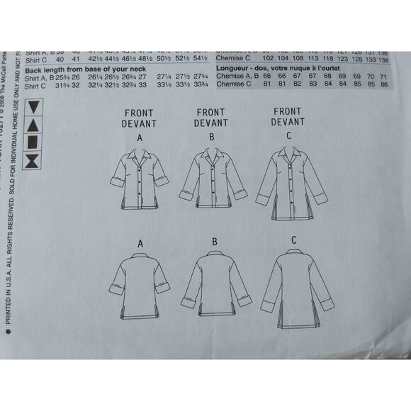 Very Easy Vogue sewing pattern 8496 loose fitting shirt 3 styles sizes 18 to 24 - Picture 3 of 5
